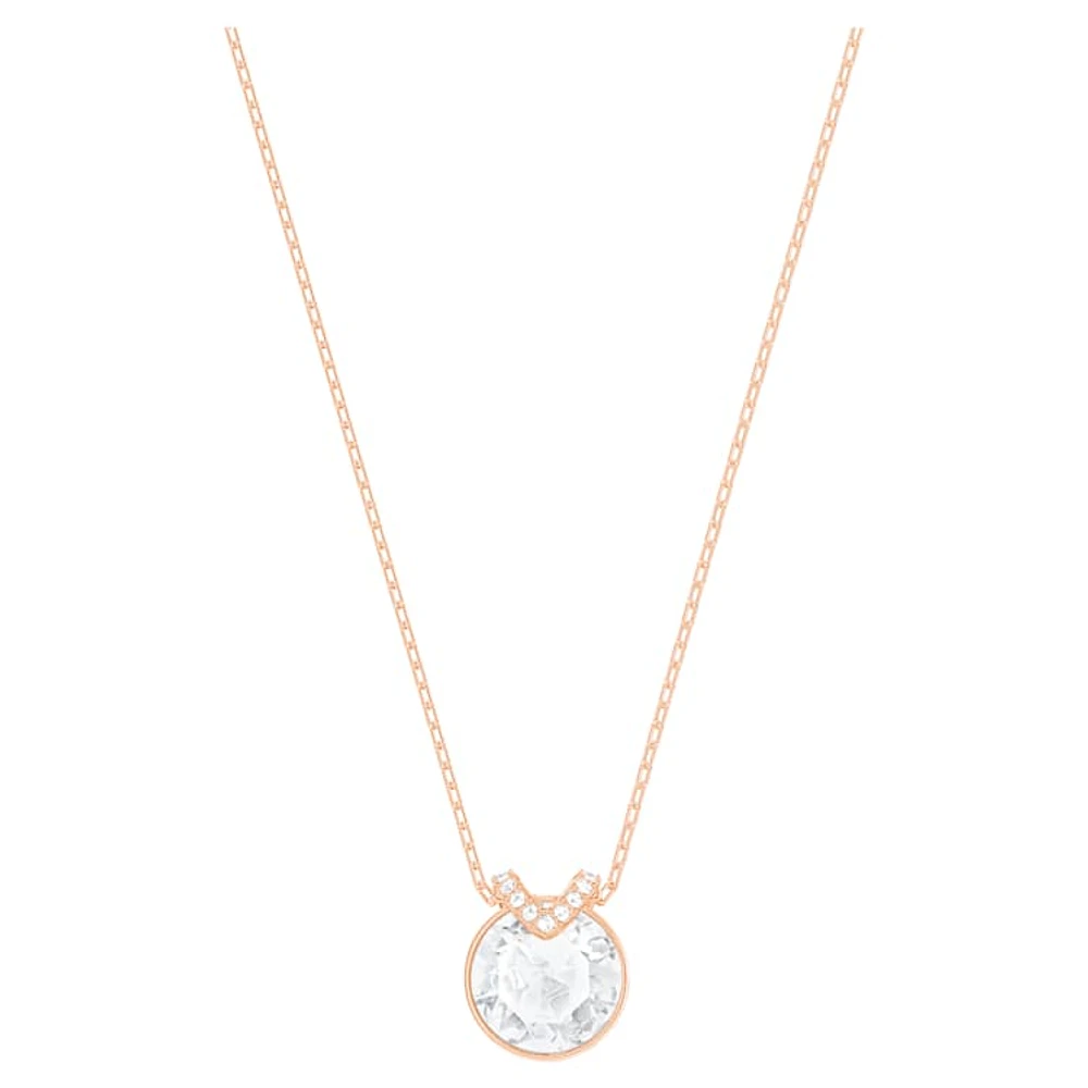 Bella V pendant, Round cut, White, Rose gold-tone plated by SWAROVSKI