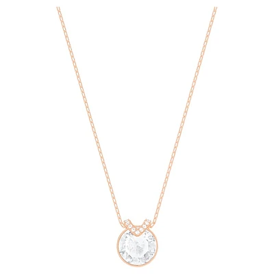 Bella V pendant, Round cut, White, Rose gold-tone plated by SWAROVSKI