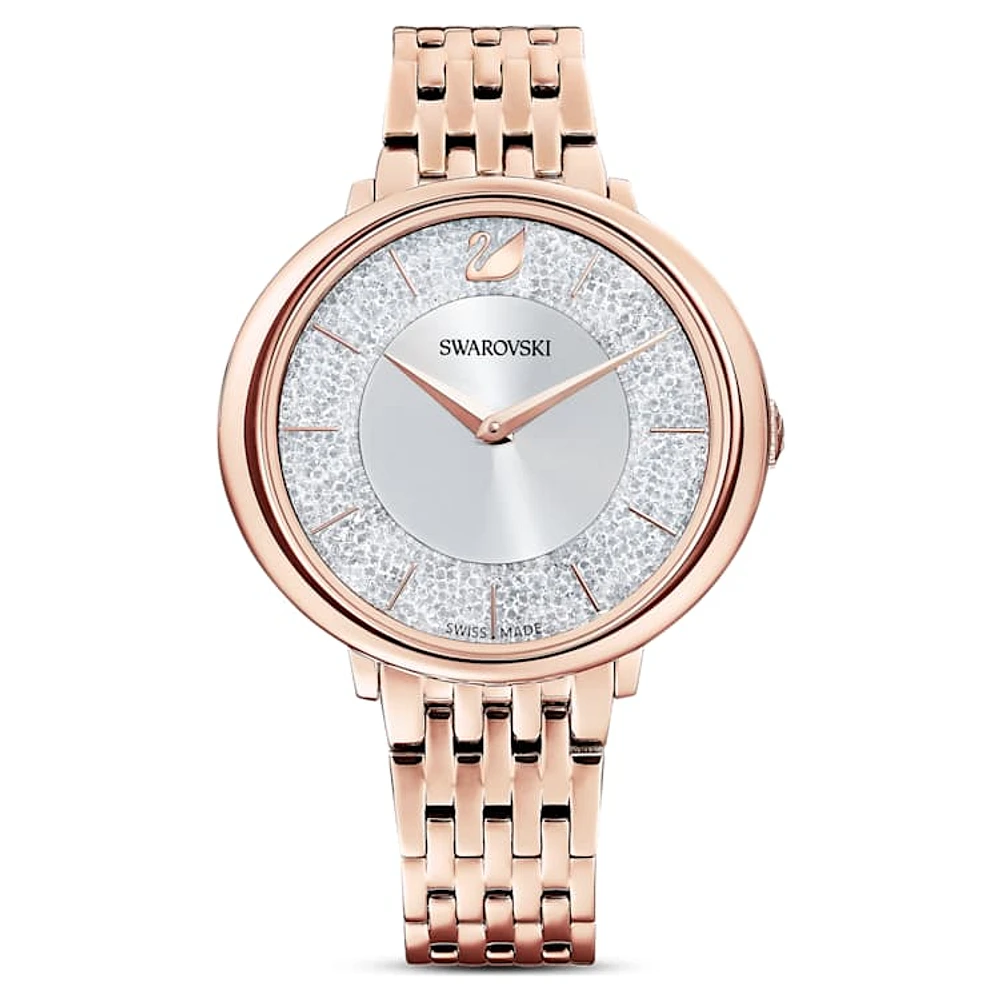 Crystalline Chic watch, Swiss Made, Metal bracelet, Rose gold tone, Rose gold-tone finish by SWAROVSKI