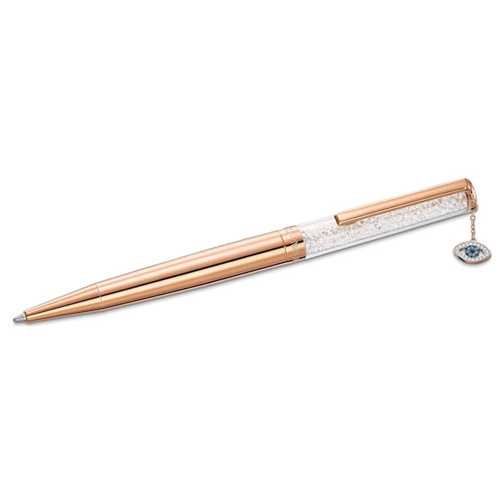 Crystalline ballpoint pen, Evil eye, Rose gold tone, Rose gold-tone plated by SWAROVSKI