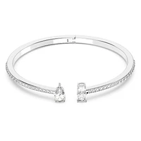 Mesmera Attract cuff, Mixed cuts, White, Rhodium plated by SWAROVSKI