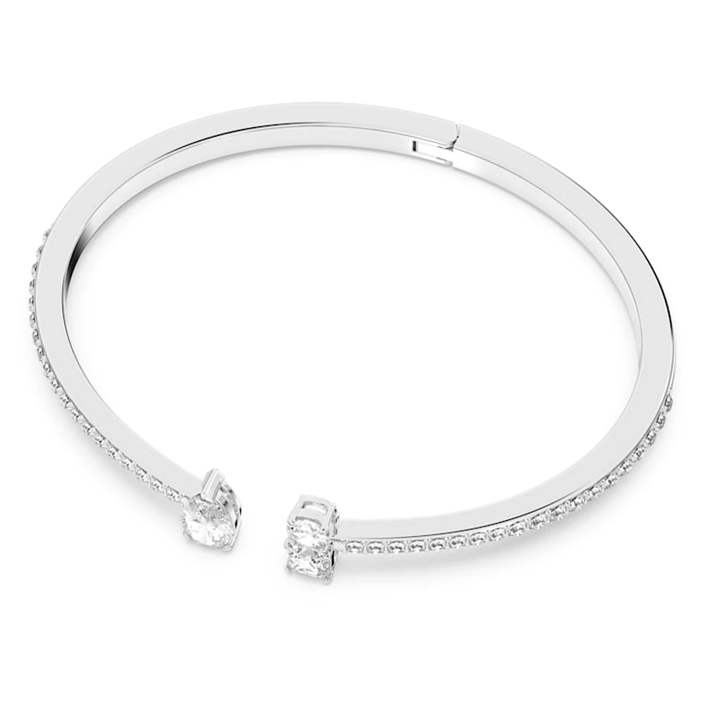 Mesmera Attract cuff, Mixed cuts, White, Rhodium plated by SWAROVSKI