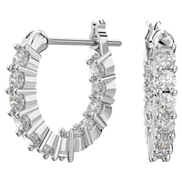 Matrix Vittore hoop earrings, Round cut, White, Rhodium plated by SWAROVSKI