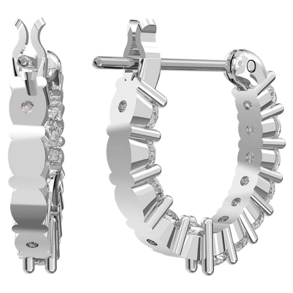 Matrix Vittore hoop earrings, Round cut, White, Rhodium plated by SWAROVSKI