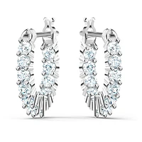 Matrix Vittore hoop earrings, Round cut, White, Rhodium plated by SWAROVSKI