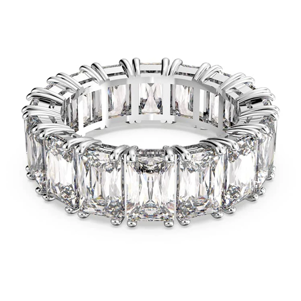 Matrix Vittore ring, Rectangular cut, White, Rhodium plated by SWAROVSKI