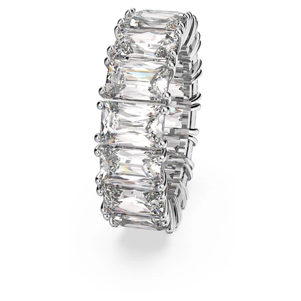 Matrix Vittore ring, Rectangular cut, White, Rhodium plated by SWAROVSKI