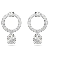 Constella hoop earrings, Round cut, White, Rhodium plated by SWAROVSKI