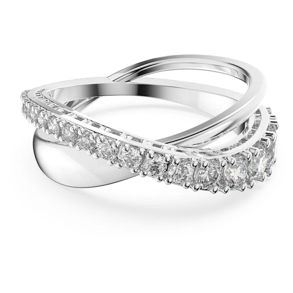 Hyperbola ring, Round cut, White, Rhodium plated by SWAROVSKI