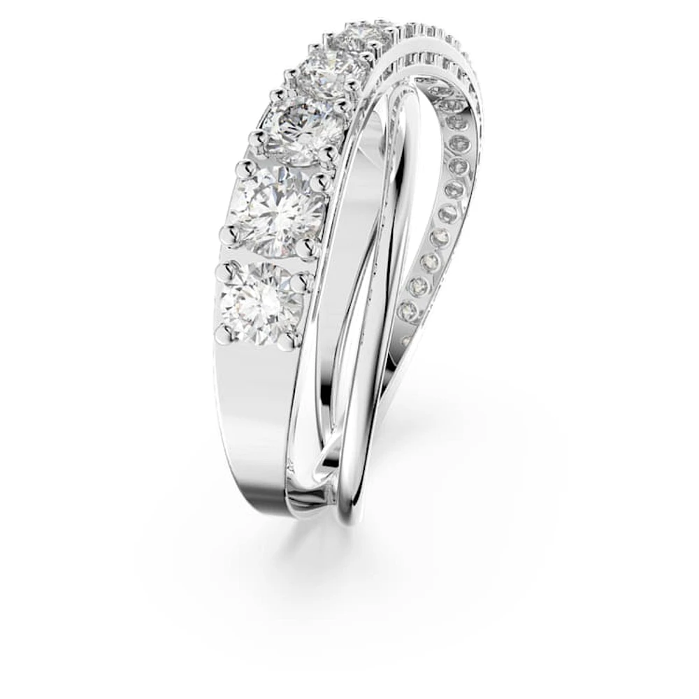 Hyperbola ring, Round cut, White, Rhodium plated by SWAROVSKI