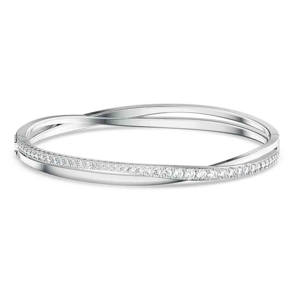 Hyperbola bangle, White, Rhodium plated by SWAROVSKI