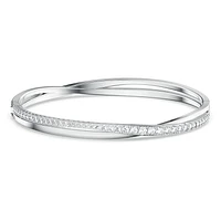 Hyperbola bangle, White, Rhodium plated by SWAROVSKI