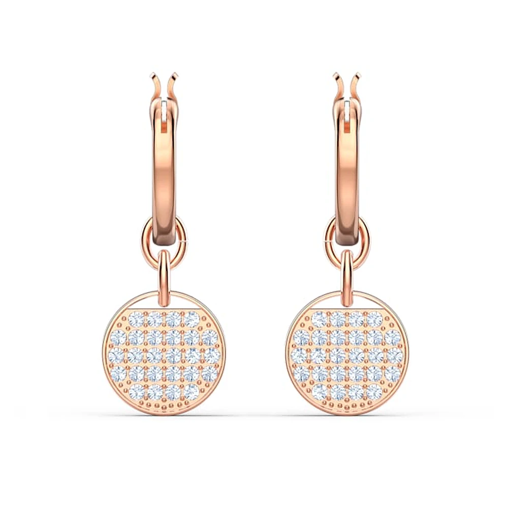 Sublima drop earrings, White, Rose gold-tone plated by SWAROVSKI