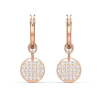 Sublima drop earrings, White, Rose gold-tone plated by SWAROVSKI