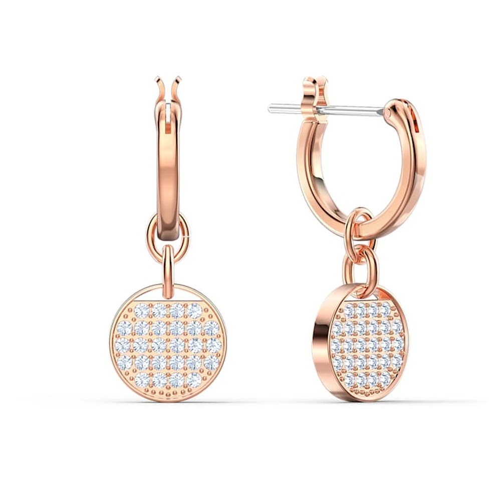 Sublima drop earrings, White, Rose gold-tone plated by SWAROVSKI