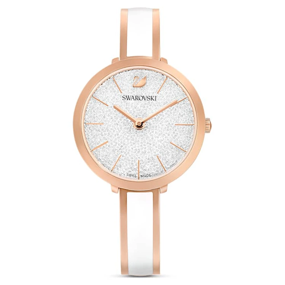 Crystalline Delight watch, Swiss Made, Metal bracelet, White, Rose gold-tone finish by SWAROVSKI