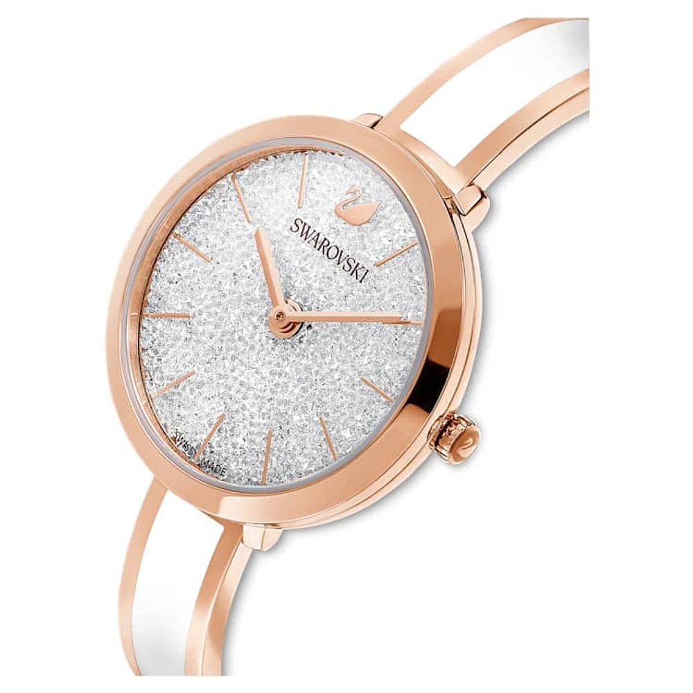 Crystalline Delight watch, Swiss Made, Metal bracelet, White, Rose gold-tone finish by SWAROVSKI