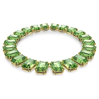 Millenia necklace, Oversized crystals, Octagon cut, Green, Gold-tone plated by SWAROVSKI