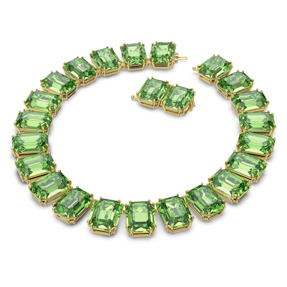 Millenia necklace, Oversized crystals, Octagon cut, Green, Gold-tone plated by SWAROVSKI