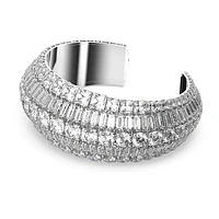 Hyperbola cuff, Mixed cuts, White, Rhodium plated by SWAROVSKI