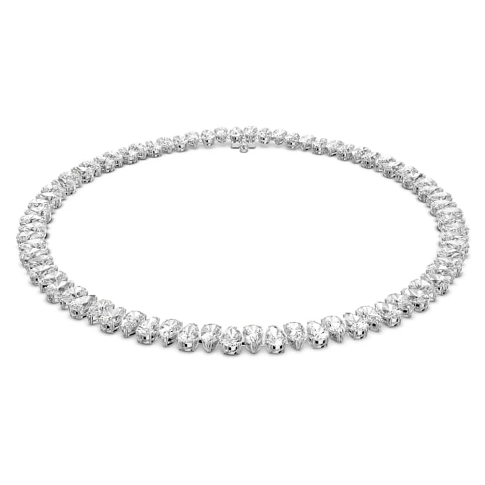 Matrix Tennis necklace, Pear cut, White, Rhodium plated by SWAROVSKI