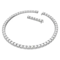 Matrix Tennis necklace, Square cut, White, Rhodium plated by SWAROVSKI