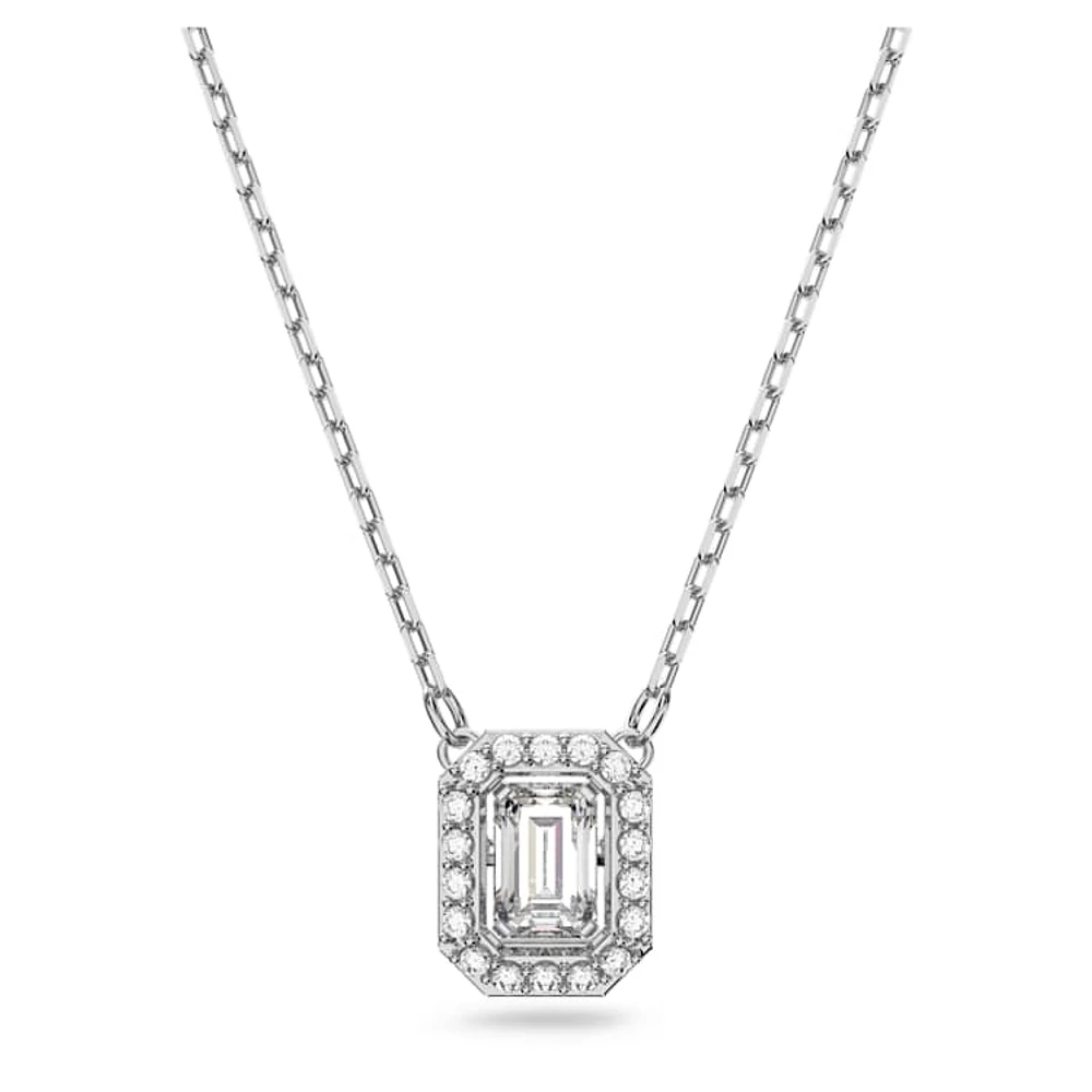 Una pendant, Octagon cut, White, Rhodium plated by SWAROVSKI