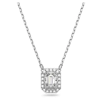 Una pendant, Octagon cut, White, Rhodium plated by SWAROVSKI