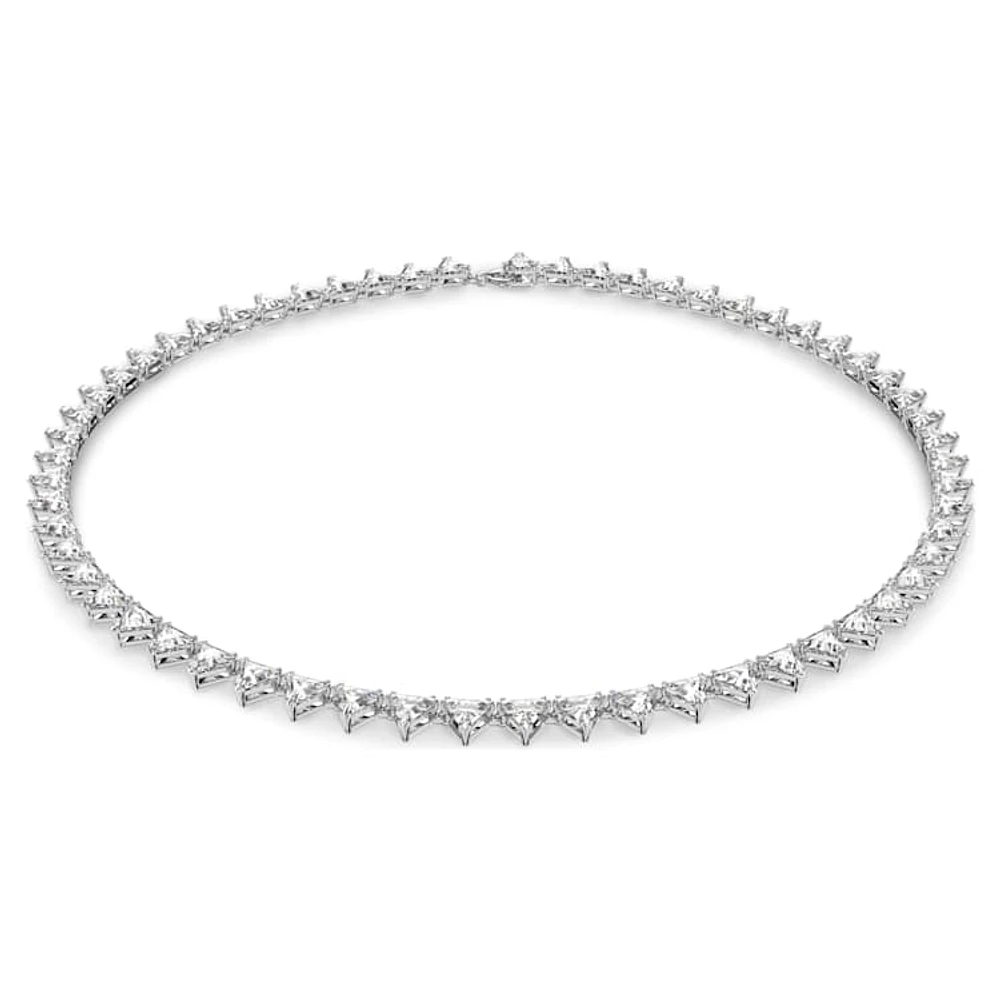 Matrix Tennis necklace, Triangle cut, White, Rhodium plated by SWAROVSKI