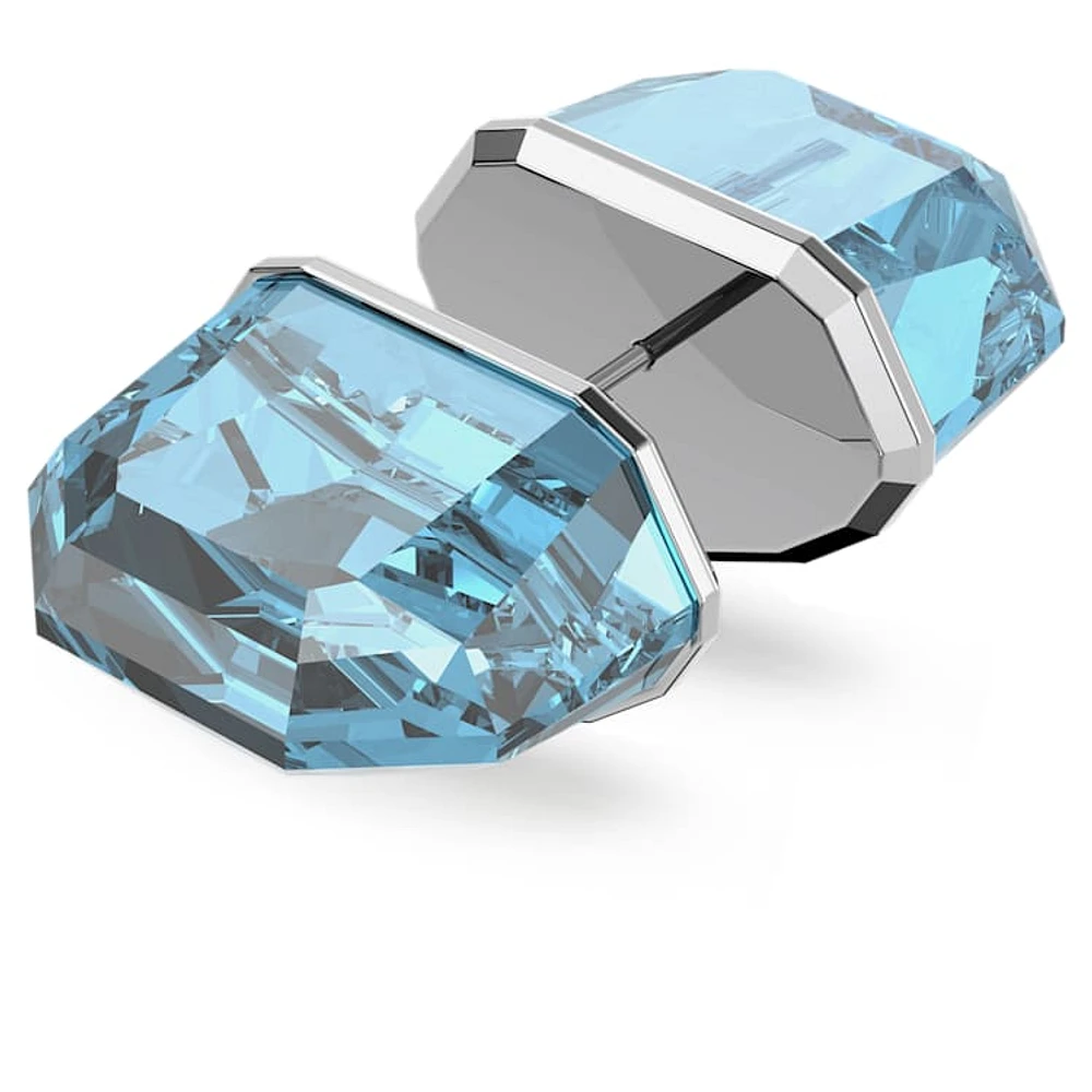 Lucent stud earring, Single, Blue, Rhodium plated by SWAROVSKI