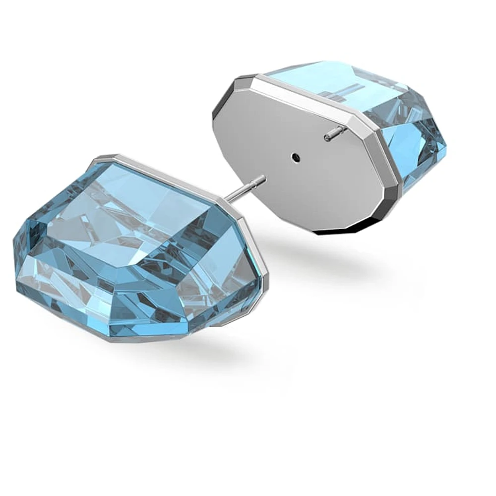 Lucent stud earring, Single, Blue, Rhodium plated by SWAROVSKI