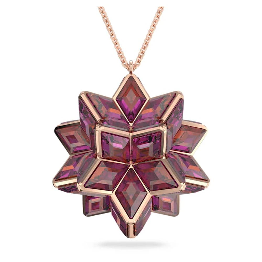 Curiosa pendant, Geometric cut, Pink, Rose gold-tone plated by SWAROVSKI