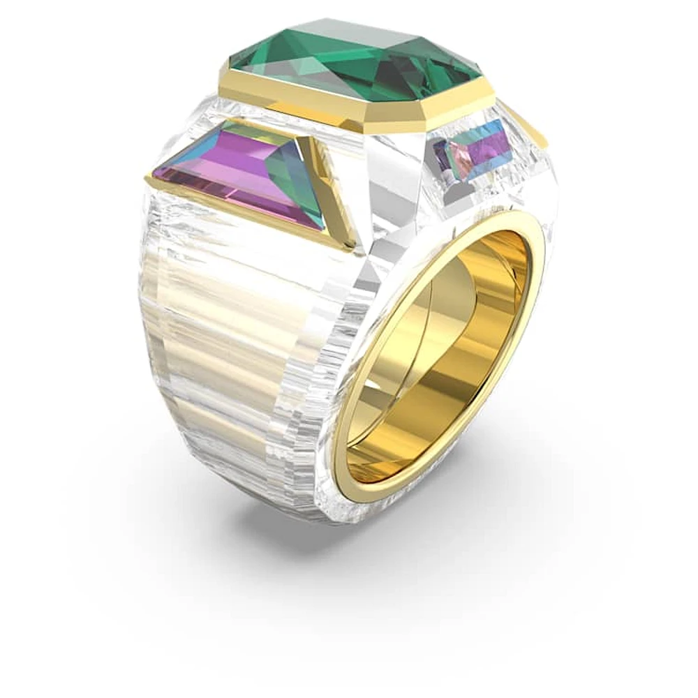 Chroma cocktail ring, Green, Gold-tone plated by SWAROVSKI