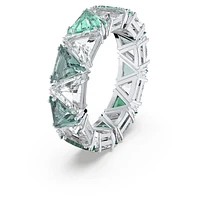 Matrix cocktail ring, Triangle cut, Green, Rhodium plated by SWAROVSKI