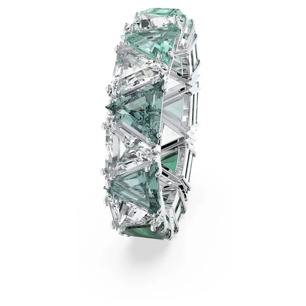 Matrix cocktail ring, Triangle cut, Green, Rhodium plated by SWAROVSKI