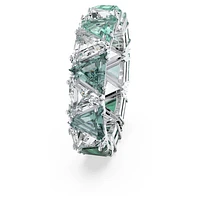 Matrix cocktail ring, Triangle cut, Green, Rhodium plated by SWAROVSKI