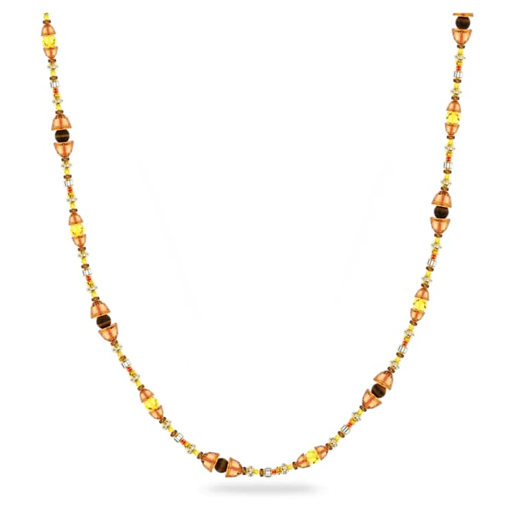 Somnia necklace, Extra long, Brown, Gold-tone plated by SWAROVSKI