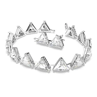 Matrix Tennis bracelet, Triangle cut, White, Rhodium plated by SWAROVSKI