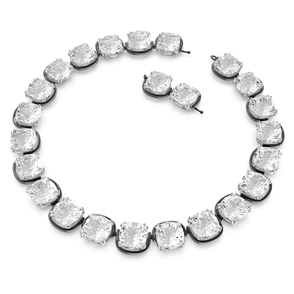 Harmonia choker, Cushion cut, White, Mixed metal finish by SWAROVSKI