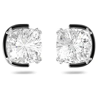 Harmonia stud earrings, Cushion cut, White, Mixed metal finish by SWAROVSKI