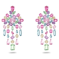 Gema clip earrings, Mixed cuts, Chandelier, Multicoloured, Rhodium plated by SWAROVSKI