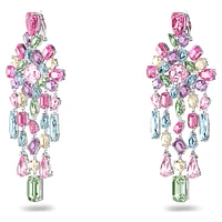 Gema clip earrings, Mixed cuts, Chandelier, Multicoloured, Rhodium plated by SWAROVSKI