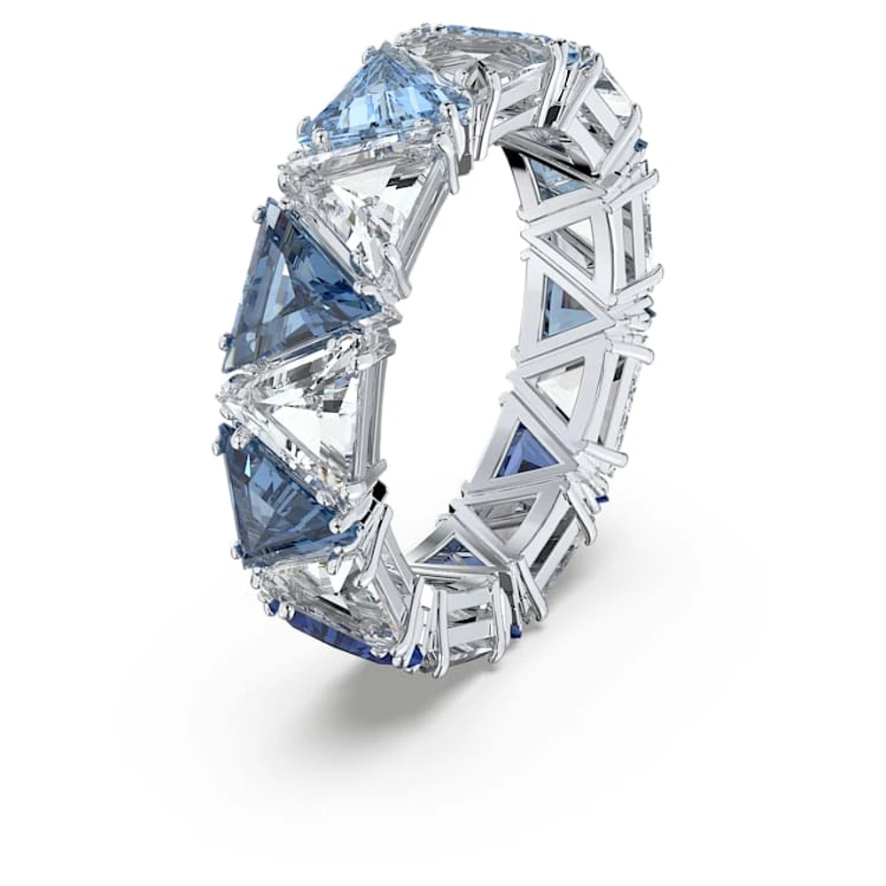 Matrix cocktail ring, Triangle cut, Blue, Rhodium plated by SWAROVSKI