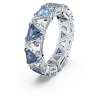 Matrix cocktail ring, Triangle cut, Blue, Rhodium plated by SWAROVSKI