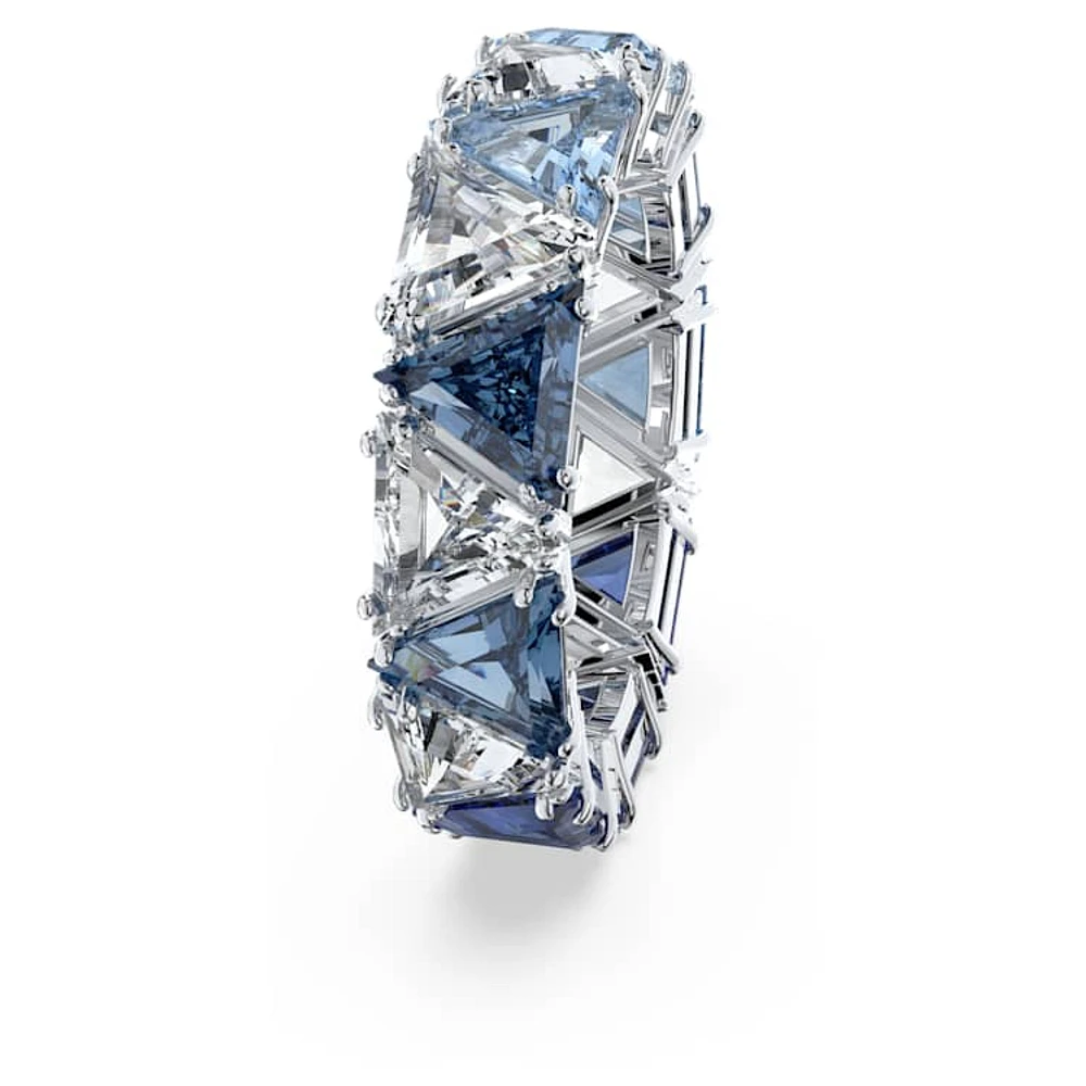 Matrix cocktail ring, Triangle cut, Blue, Rhodium plated by SWAROVSKI