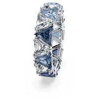 Matrix cocktail ring, Triangle cut, Blue, Rhodium plated by SWAROVSKI