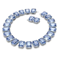 Millenia necklace, Oversized crystals, Octagon cut, Blue, Rhodium plated by SWAROVSKI