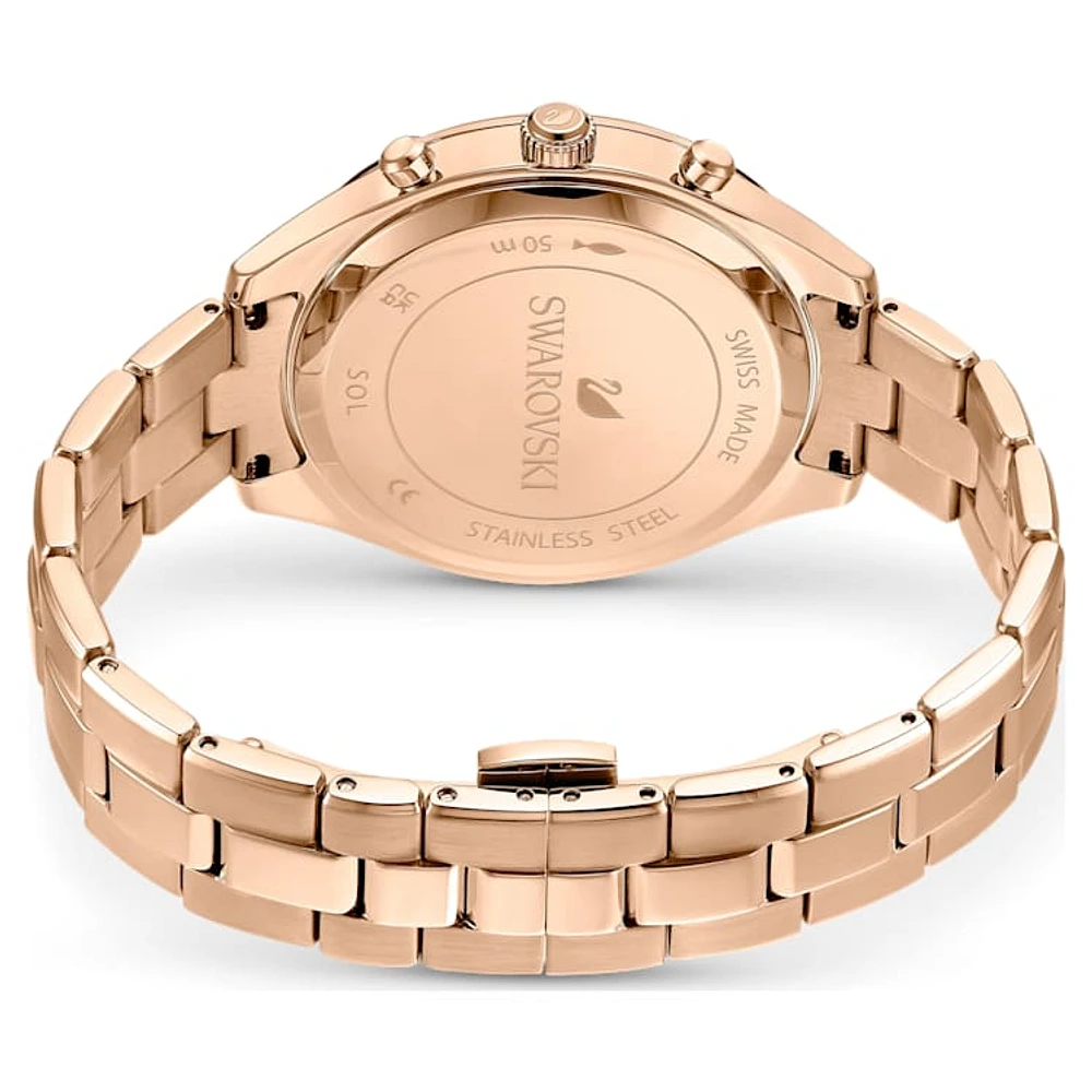 Octea Lux Sport watch, Swiss Made, Metal bracelet, Rose gold tone, Rose gold-tone finish by SWAROVSKI