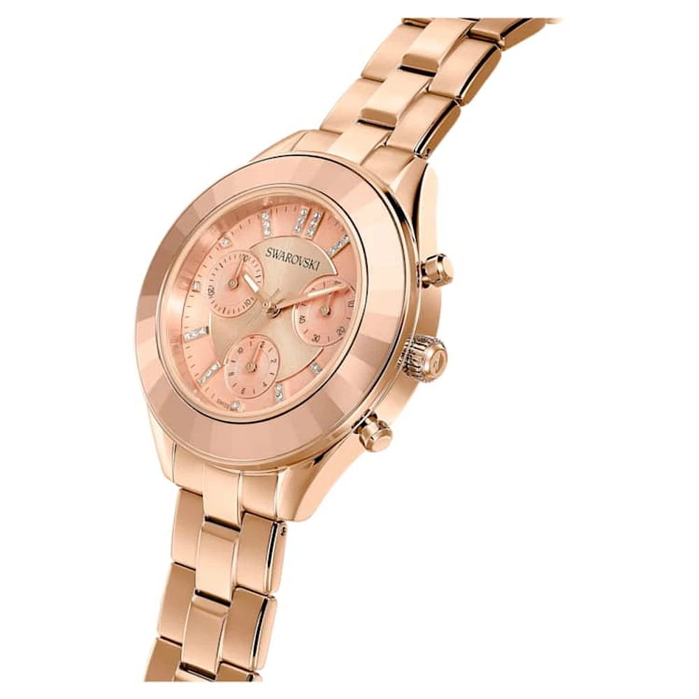 Octea Lux Sport watch, Swiss Made, Metal bracelet, Rose gold tone, Rose gold-tone finish by SWAROVSKI