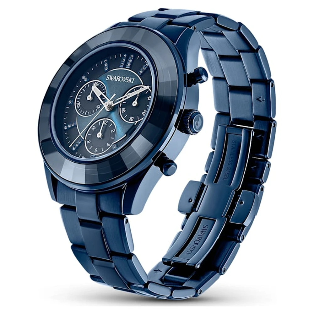 Octea Lux Sport watch, Swiss Made, Metal bracelet, Blue, Blue finish by SWAROVSKI